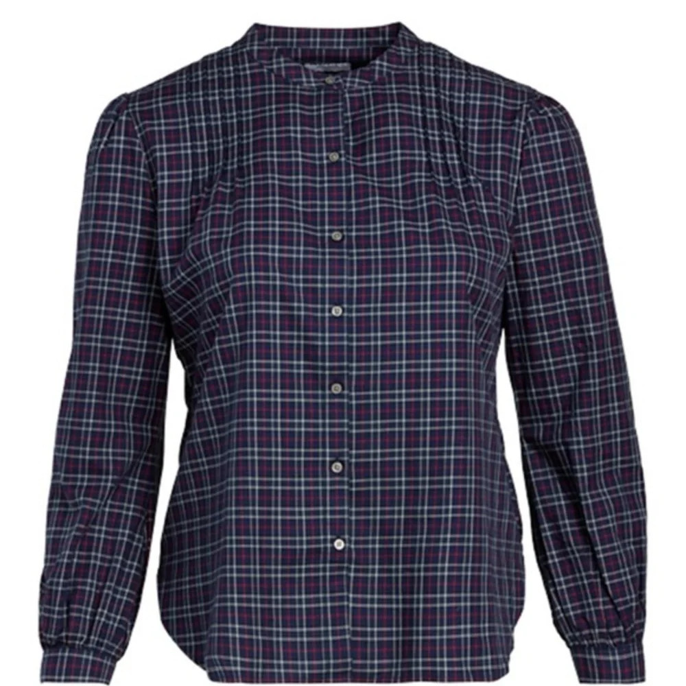 Untuckit Tara Plaid Shirt Long Sleeve Button Front Blue